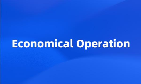 Economical Operation