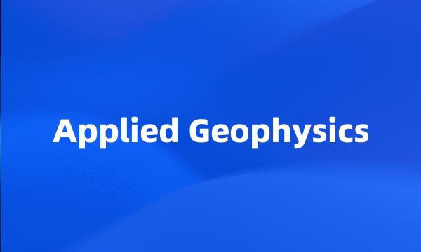 Applied Geophysics