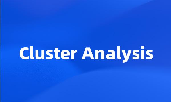 Cluster Analysis