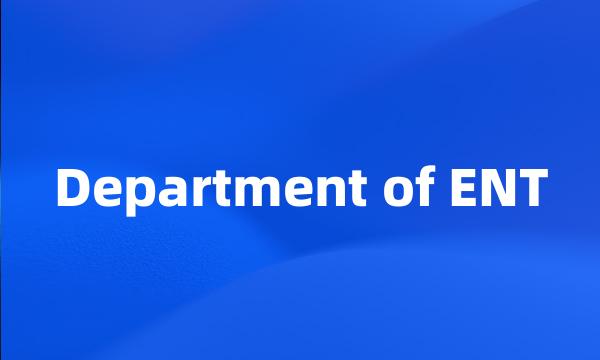 Department of ENT