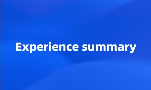 Experience summary