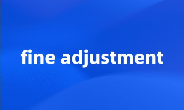 fine adjustment