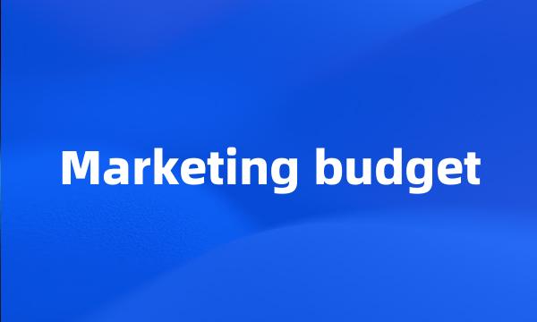 Marketing budget