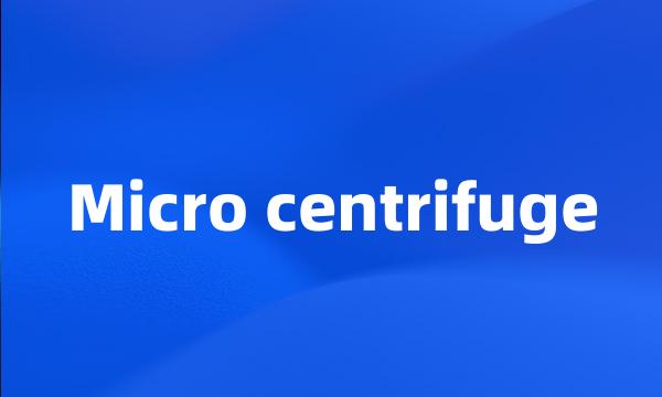 Micro centrifuge