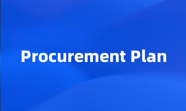 Procurement Plan