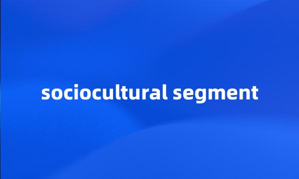 sociocultural segment