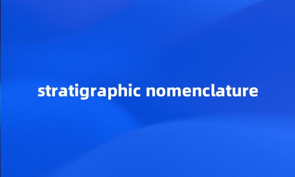 stratigraphic nomenclature