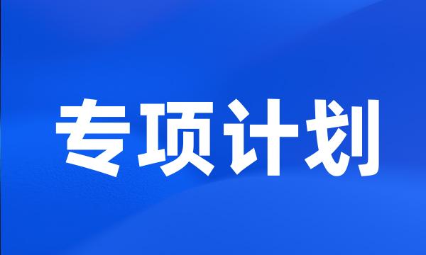 专项计划