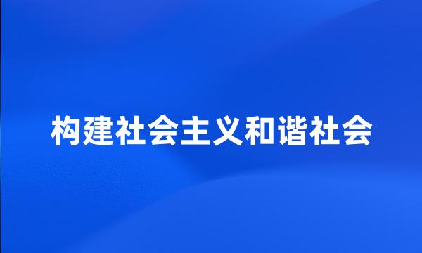 构建社会主义和谐社会