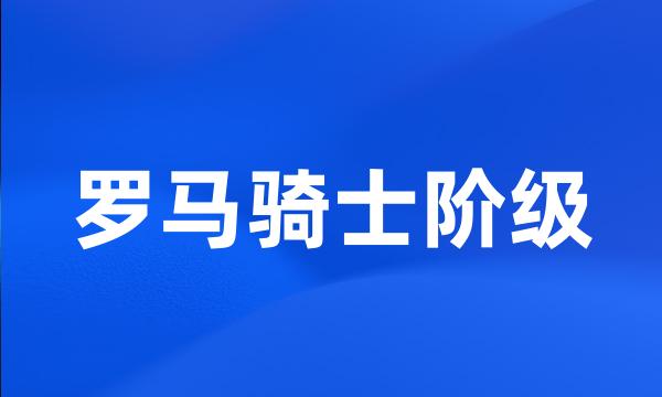 罗马骑士阶级