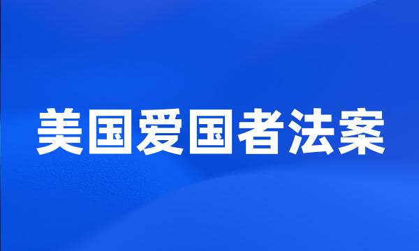 美国爱国者法案