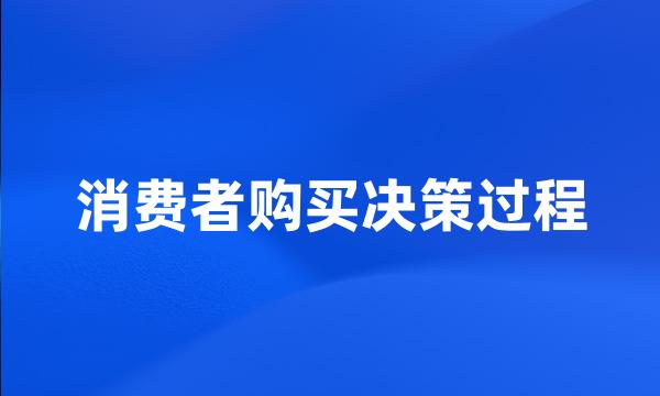 消费者购买决策过程