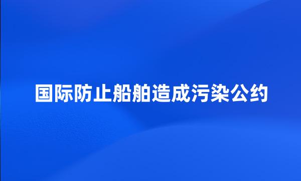 国际防止船舶造成污染公约