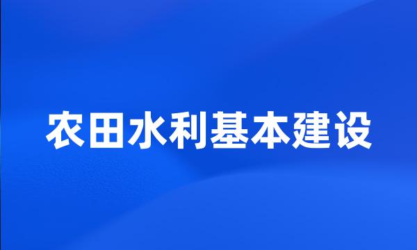 农田水利基本建设