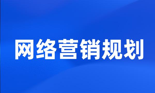 网络营销规划